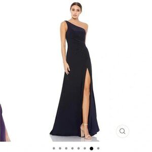 NWT Leena for MAC DUGGAL Evening Gown Maxi Dress Midnight Blue Slit Size 8